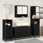 Badezimmermöbel-Set 4 pcs Schwarz Eichen-Optik Holzwerkstoff