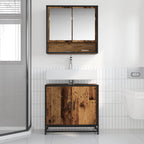 Badezimmermöbel-Set mit Regal 2 pcs Altholz Holzwerkstoff