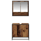Badezimmermöbel-Set mit Regal 2 pcs Altholz Holzwerkstoff