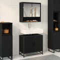 Badezimmermöbel-Set 2 pcs Schwarz Eichen-Optik Holzwerkstoff