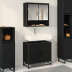 Badezimmermöbel-Set 2 pcs Schwarz Eichen-Optik Holzwerkstoff