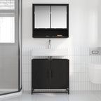 Badezimmermöbel-Set 2 pcs Schwarz Eichen-Optik Holzwerkstoff