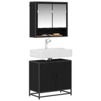 Badezimmermöbel-Set 2 pcs Schwarz Eichen-Optik Holzwerkstoff