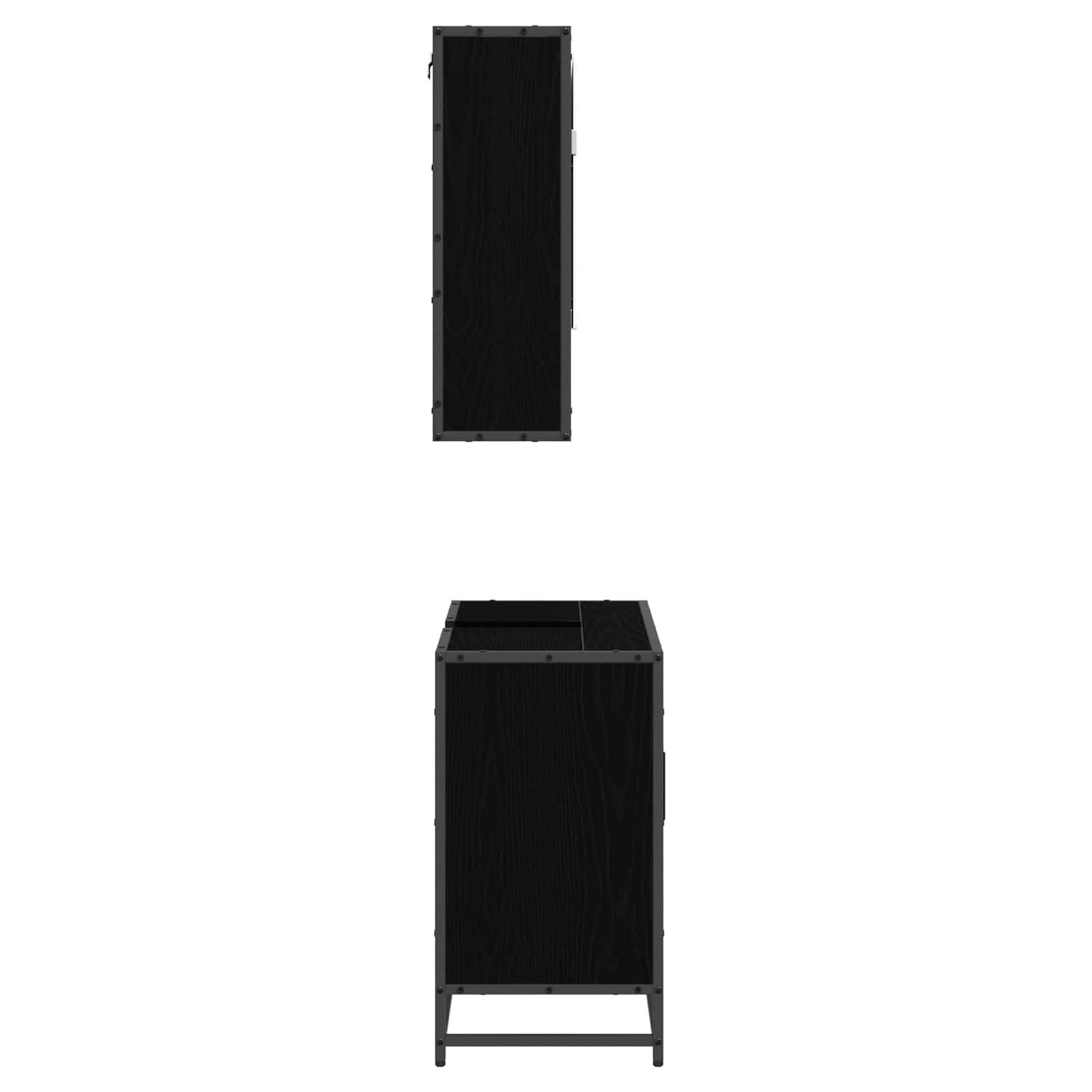 Badezimmermöbel-Set 2 pcs Schwarz Eichen-Optik Holzwerkstoff