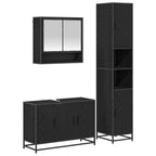 Badezimmermöbel-Set 3 pcs Schwarz Eichen-Optik Holzwerkstoff