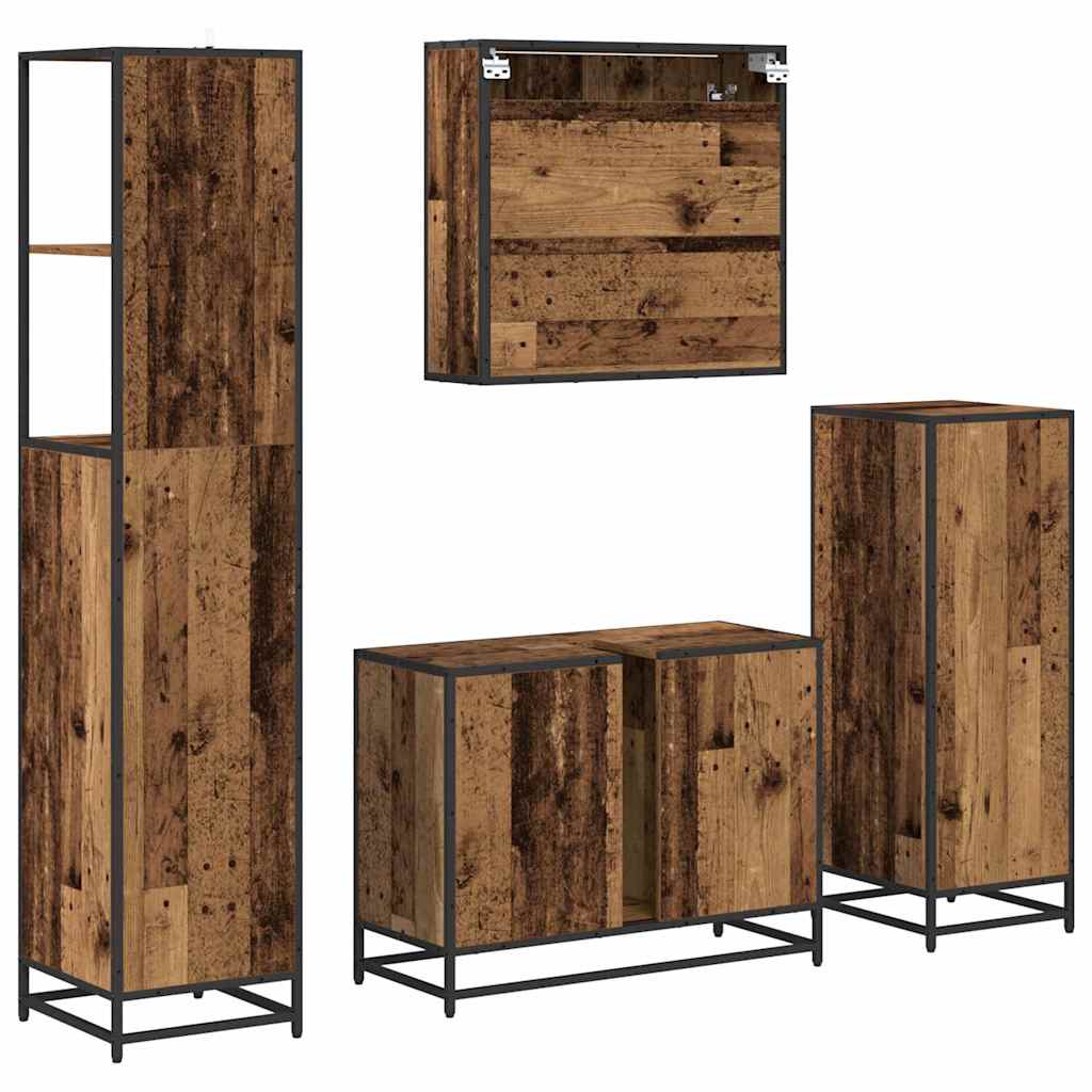 Badezimmermöbel-Set mit Schubladen 4 pcs Altholz Holzwerkstoff