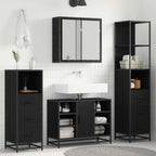 Badezimmermöbel-Set 4 pcs Schwarz Eichen-Optik Holzwerkstoff