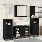 Badezimmermöbel-Set 4 pcs Schwarz Eichen-Optik Holzwerkstoff
