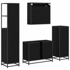 Badezimmermöbel-Set 4 pcs Schwarz Eichen-Optik Holzwerkstoff