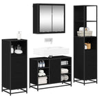 Badezimmermöbel-Set 4 pcs Schwarz Eichen-Optik Holzwerkstoff