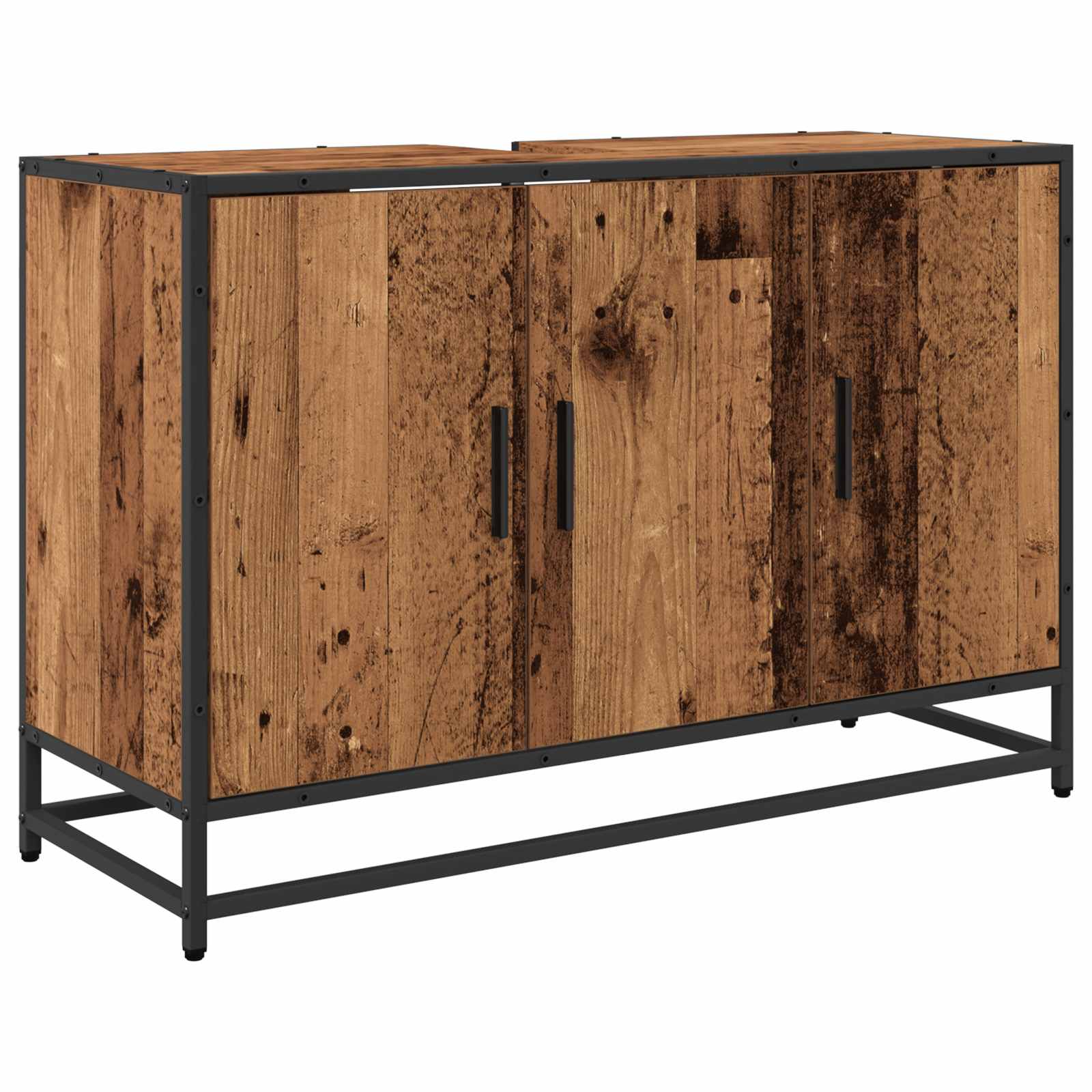 Badezimmermöbel-Set mit Regal 2 pcs Altholz Holzwerkstoff