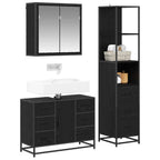 Badezimmermöbel-Set 3 pcs Schwarz Eichen-Optik Holzwerkstoff