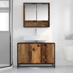 Badezimmermöbel-Set mit Regal 2 pcs Altholz Holzwerkstoff