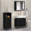 Badezimmermöbel-Set 3 pcs Schwarz Eichen-Optik Holzwerkstoff