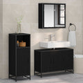 Badezimmermöbel-Set 3 pcs Schwarz Eichen-Optik Holzwerkstoff