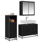 Badezimmermöbel-Set 3 pcs Schwarz Eichen-Optik Holzwerkstoff
