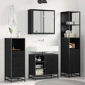 Badezimmermöbel-Set 4 pcs Schwarz Eichen-Optik Holzwerkstoff