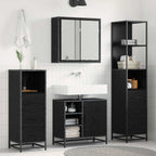 Badezimmermöbel-Set 4 pcs Schwarz Eichen-Optik Holzwerkstoff