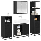 Badezimmermöbel-Set 4 pcs Schwarz Eichen-Optik Holzwerkstoff