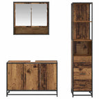 Badezimmermöbel-Set mit Schubladen 3 pcs Altholz Holzwerkstoff