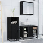 Badezimmermöbel-Set 3 pcs Schwarz Eichen-Optik Holzwerkstoff