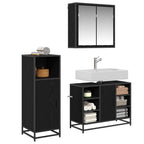 Badezimmermöbel-Set 3 pcs Schwarz Eichen-Optik Holzwerkstoff