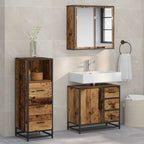 Badezimmermöbel-Set mit Schubladen 3 pcs Altholz Holzwerkstoff