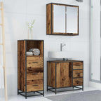 Badezimmermöbel-Set mit Schubladen 3 pcs Altholz Holzwerkstoff