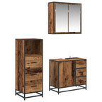 Badezimmermöbel-Set mit Schubladen 3 pcs Altholz Holzwerkstoff