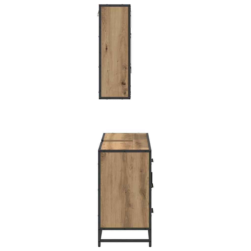 Badezimmermöbel-Set mit Regal 2 pcs Artisan-Eiche Holzwerkstoff
