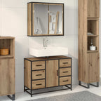 Badezimmermöbel-Set mit Regal 2 pcs Artisan-Eiche Holzwerkstoff