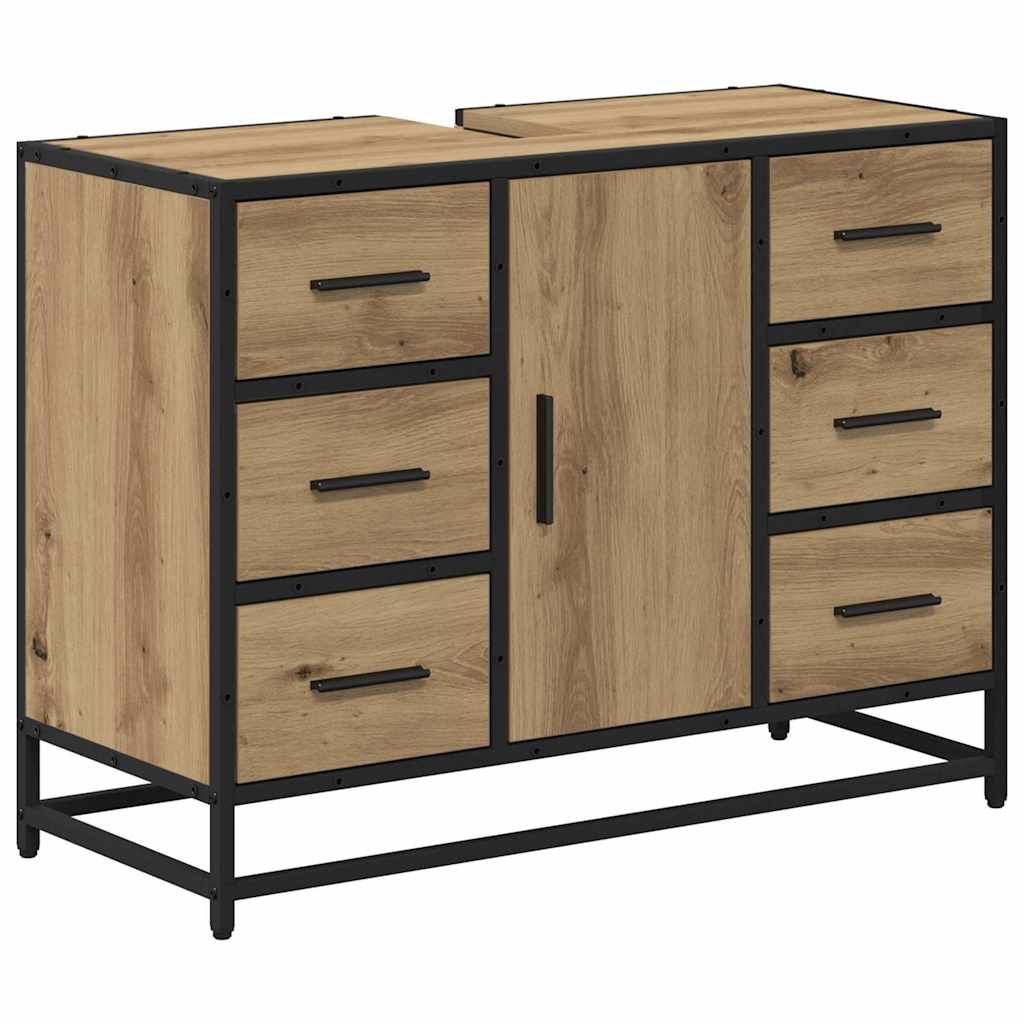 Badezimmermöbel-Set mit Regal 2 pcs Artisan-Eiche Holzwerkstoff