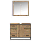 Badezimmermöbel-Set mit Regal 2 pcs Artisan-Eiche Holzwerkstoff