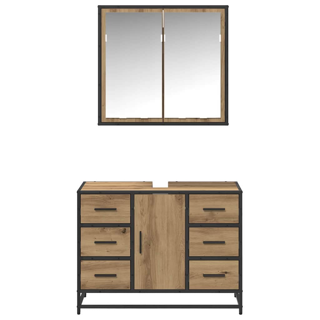 Badezimmermöbel-Set mit Regal 2 pcs Artisan-Eiche Holzwerkstoff