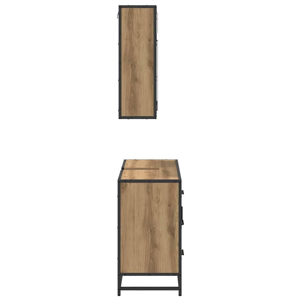 Badezimmermöbel-Set mit Regal 2 pcs Artisan-Eiche Holzwerkstoff