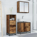 Badezimmermöbel-Set mit Schubladen 3 pcs Altholz Holzwerkstoff