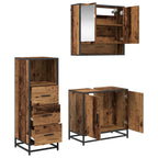 Badezimmermöbel-Set mit Schubladen 3 pcs Altholz Holzwerkstoff