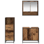 Badezimmermöbel-Set mit Schubladen 3 pcs Altholz Holzwerkstoff