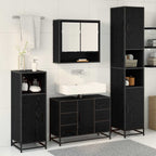 Badezimmermöbel-Set 4 pcs Schwarz Eichen-Optik Holzwerkstoff