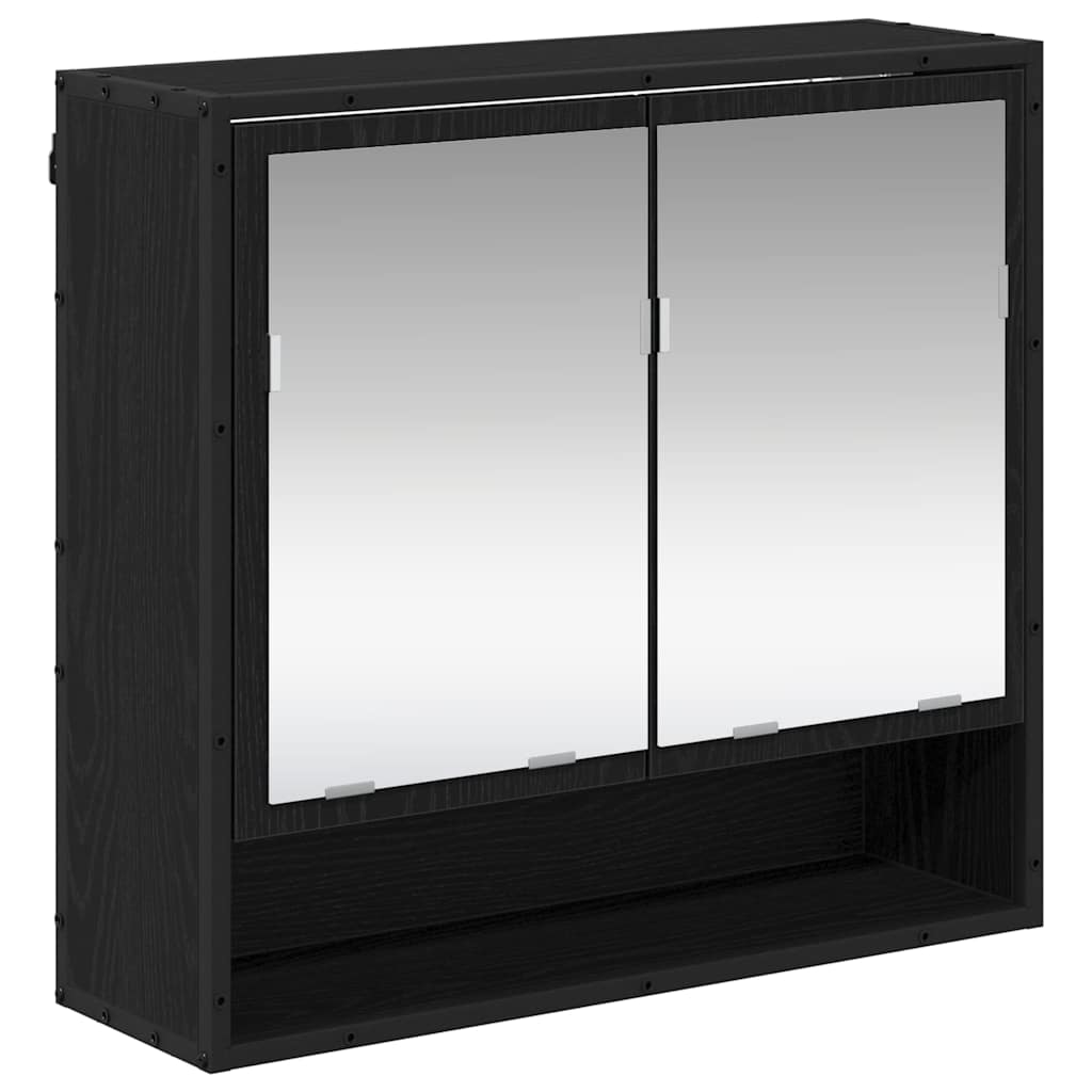 Badezimmermöbel-Set 4 pcs Schwarz Eichen-Optik Holzwerkstoff