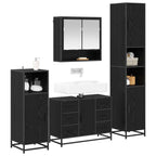 Badezimmermöbel-Set 4 pcs Schwarz Eichen-Optik Holzwerkstoff