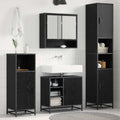 Badezimmermöbel-Set 3 pcs Schwarz Eichen-Optik Holzwerkstoff