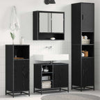 Badezimmermöbel-Set 3 pcs Schwarz Eichen-Optik Holzwerkstoff