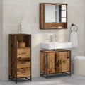 Badezimmermöbel-Set mit Schubladen 3 pcs Altholz Holzwerkstoff