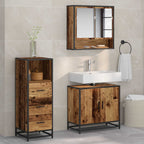 Badezimmermöbel-Set mit Schubladen 3 pcs Altholz Holzwerkstoff