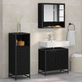 Badezimmermöbel-Set 3 pcs Schwarz Eichen-Optik Holzwerkstoff