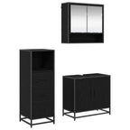 Badezimmermöbel-Set 3 pcs Schwarz Eichen-Optik Holzwerkstoff