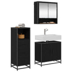 Badezimmermöbel-Set 3 pcs Schwarz Eichen-Optik Holzwerkstoff