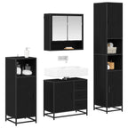 Badezimmermöbel-Set 4 pcs Schwarz Eichen-Optik Holzwerkstoff