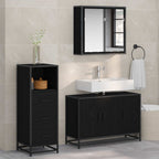 Badezimmermöbel-Set 3 pcs Schwarz Eichen-Optik Holzwerkstoff